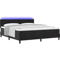 Syfax LED Boxspringbett mit Kopfteil Schwarz 180 x 200 cm Samt