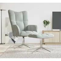 vidaXL Design Möbel Relaxsessel mit Hocker Hellgrau Samt - 2024 Neu