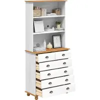 vidaXL Hutch ASKIM Weiß 91 x 40 x 200,5 cm Massives Kiefernholz