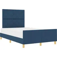 Syfax Bettgestell mit Kopfteil Blau 120 x 190 cm Stoff