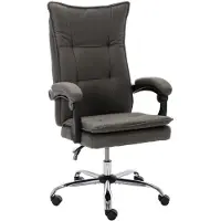 Syfax Bürostuhl Grau Stoff ergonomisch höhenverstellbar Liegefunktion 110 kg hohe Rückenlehne Nylonrollen 64x68x113-120 cm