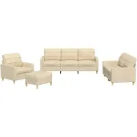 vidaXL 4-tlg. Sofagarnitur mit Kissen Creme Stoff