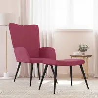 vidaXL "im " Relaxsessel mit Hocker Weinrot Samt - Fernseh- & Relaxsessel CC10780
