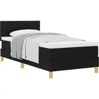 Syfax Boxspringbett mit Kissen mit Kopfteil Schwarz 90 x 200 cm Stoff