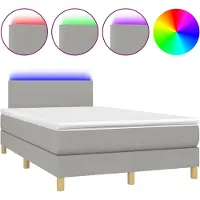 Syfax Boxspringbett mit Matratze & LED Hellgrau 120x190 cm Stoff