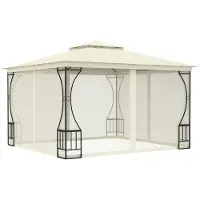 The Living Store Pavillon mit Netz 300x300x265 cm Creme
