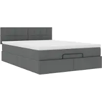 Syfax Ottoman-Bett mit Matratze Dunkelgrau 140x190 cm Stoff