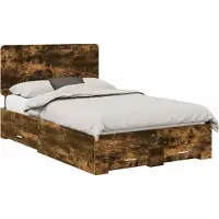 Syfax Bettrahmen Geräucherte Eiche 120 x 190 cm Holzwerkstoff