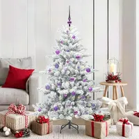 vidaXL "Schlussverkauf" Künstlicher klappbarer Weihnachtsbaum(1 pc) - Kunstbaum/Tannenbaum - Weiß 150 cm PVC und Stahl C7994
