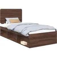 Syfax Bettrahmen Braun Eichen-Optik 75 x 190 cm Massives Kiefernholz