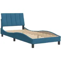 Syfax Bettgestell ohne Matratze "Hanko" Blau 80x200 cm Samt