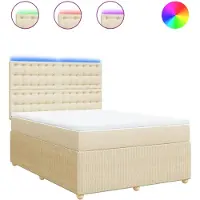 Syfax Boxspringbett mit Matratze Creme 160x200 cm Stoff