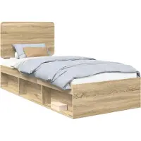 Syfax Bettrahmen Sonoma-Eiche 75 x 190 cm Massives Kiefernholz