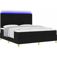 Syfax LED Boxspringbett mit Matratze Schwarz 180 x 200 cm Stoff
