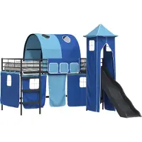 Syfax Kinderloftbett Schwarz und Blau 100 x 200 cm Metall