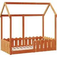 Syfax Kinderbett Hausbett Wachsbraun 70x140 cm Kiefer