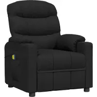 Syfax Massagesessel Schwarz Stoff, manuelle Liegefunktion, Vibration, Fernbedienung, 75,5x92x105 cm