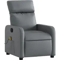 Syfax Massagesessel Grau Kunstleder 66 x 89,5 x 95,5 cm mit 6-Punkt-Vibrationsmassage und Seitentasche
