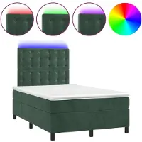 Syfax Boxspringbett mit Matratze & LED Dunkelgrün 120x190 cm Samt