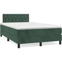 Syfax Boxspringbett mit Matratze Dunkelgrün 120x200 cm Samt