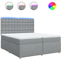 Syfax Boxspringbett mit Matratze Hellgrau 200x200 cm Stoff