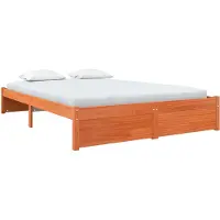 Syfax Bettrahmen Wachsbraun 150 x 200 cm Massivholz Kiefer