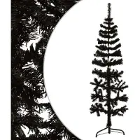 Syfax Künstlicher Halb-Weihnachtsbaum Ständer Schlank Schwarz 120 cm