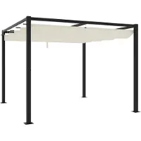 Syfax Gartenpavillon mit Ausziehbarem Dach Creme 3x3 m Stahl