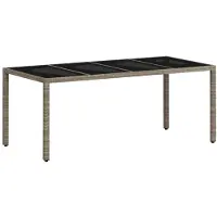 Syfax Gartentisch mit Glasplatte Hellgrau 190x90x75 cm Poly Rattan