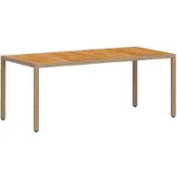 Syfax Gartentisch Beige 190x90x75 cm Poly Rattan Akazienholz