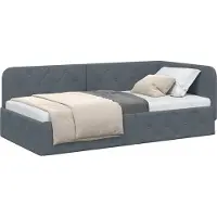 Syfax Eckbettgestell Dunkelgrau 100 x 200 cm Samt