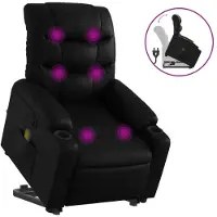 Syfax Massagesessel mit Aufstehhilfe Schwarz Kunstleder