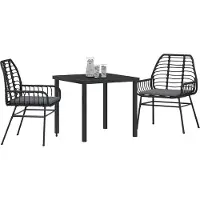 vidaXL Garten Essgruppe 3 Stk. Schwarz Poly-Rattan
