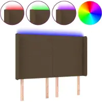 Syfax LED Kopfteil Dunkelbraun 147x16x118/128 cm Stoff