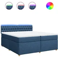 Syfax Boxspringbett mit Matratze Blau 200x200 cm Stoff
