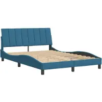Syfax Bettgestell ohne Matratze "Hanko" Blau 140x200 cm Samt