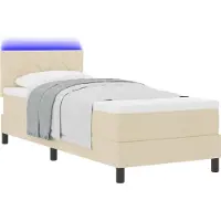 Syfax Boxspringbett mit Matratze mit LED Creme 80 x 200 cm Stoff