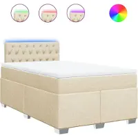 Syfax Boxspringbett mit Matratze Creme 120x200 cm Stoff