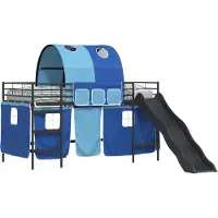 Syfax Kinder-Etagenbett Schwarz und Blau 107 x 200 cm Metall