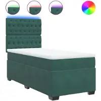 Syfax Boxspringbett mit Matratze Dunkelgrün 100x200 cm Samt