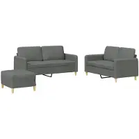 vidaXL 3-tlg. Sofagarnitur mit Kissen Dunkelgrau Stoff