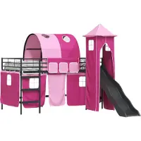 Syfax Kinderloftbett Schwarz und Pink 107 x 200 cm Metall