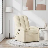 vidaXL Möbel Massage-Relaxsessel, cremefarbener Stoff - Fernseh- & Relaxsessel 3205874