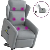 Syfax Elektrischer Massagesessel mit Aufstehhilfe Hellgrau Stoff