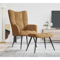 vidaXL Relaxsessel mit Hocker Braun Samt
