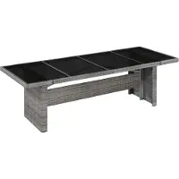 Syfax Gartentisch 240x90x74 cm Poly Rattan und Glas