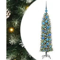 vidaXL Stabli Möbel Künstlicher schlanker Weihnachtsbaum Grün und Weiß 120cm - Künstliche Weihnachtsbäume Neu design597019