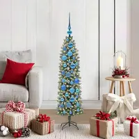 Prolenta Maison Exclusive - Künstlicher schlanker Weihnachtsbaum Grün und Weiß 120 cm