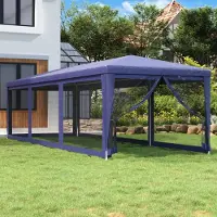 vidaXL Design New Partyzelt mit 8 Mesh-Seitenwänden Blau 3x9 m HDPE - Pavillons & Partyzelte Möbel2025 CHY5522563 1parcel