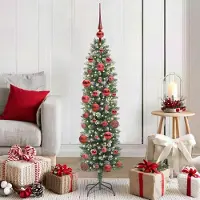 vidaXL Best Möbel Künstlicher schlanker Weihnachtsbaum Grün und Weiß 150 cm - Künstliche Weihnachtsbäume CL3197185 2parcel
